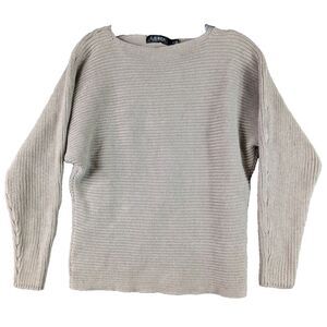 Ralph Lauren Black Label Sand Cotton Sweater Chunky Thick Knit Baggy Beige Sz SP